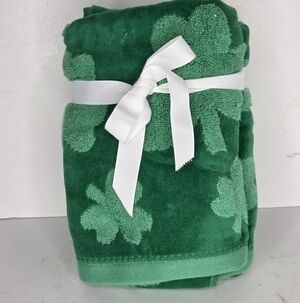 Caro Green Shamrock Thick Cotton Kitchen Bath Hand Towels Set St Patricks Day